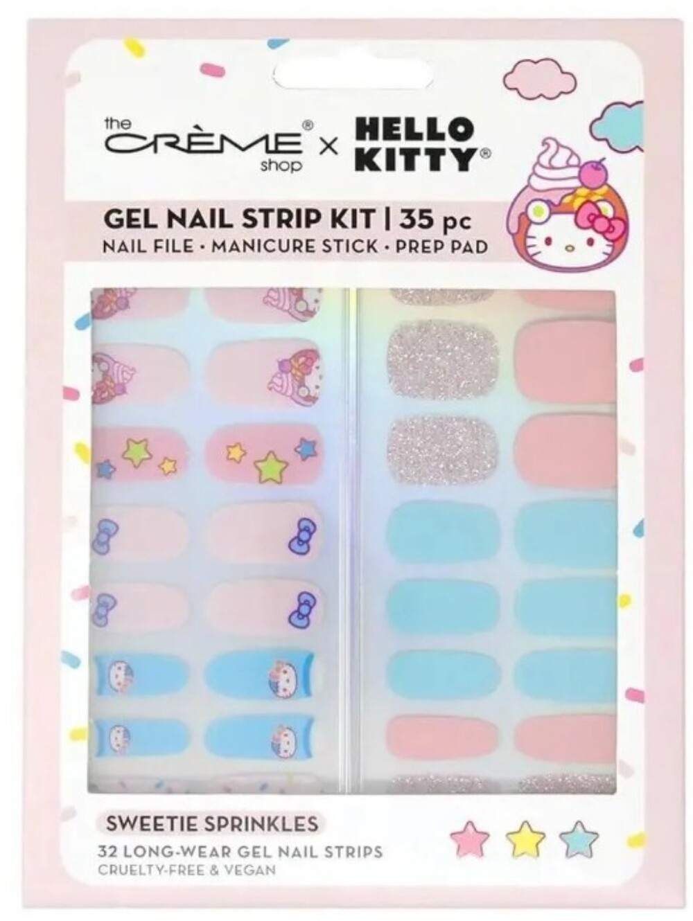 Hello Kitty x The Crème Shop Sweetie Sprinkles Gel Press-On Nails - Pink & Blue